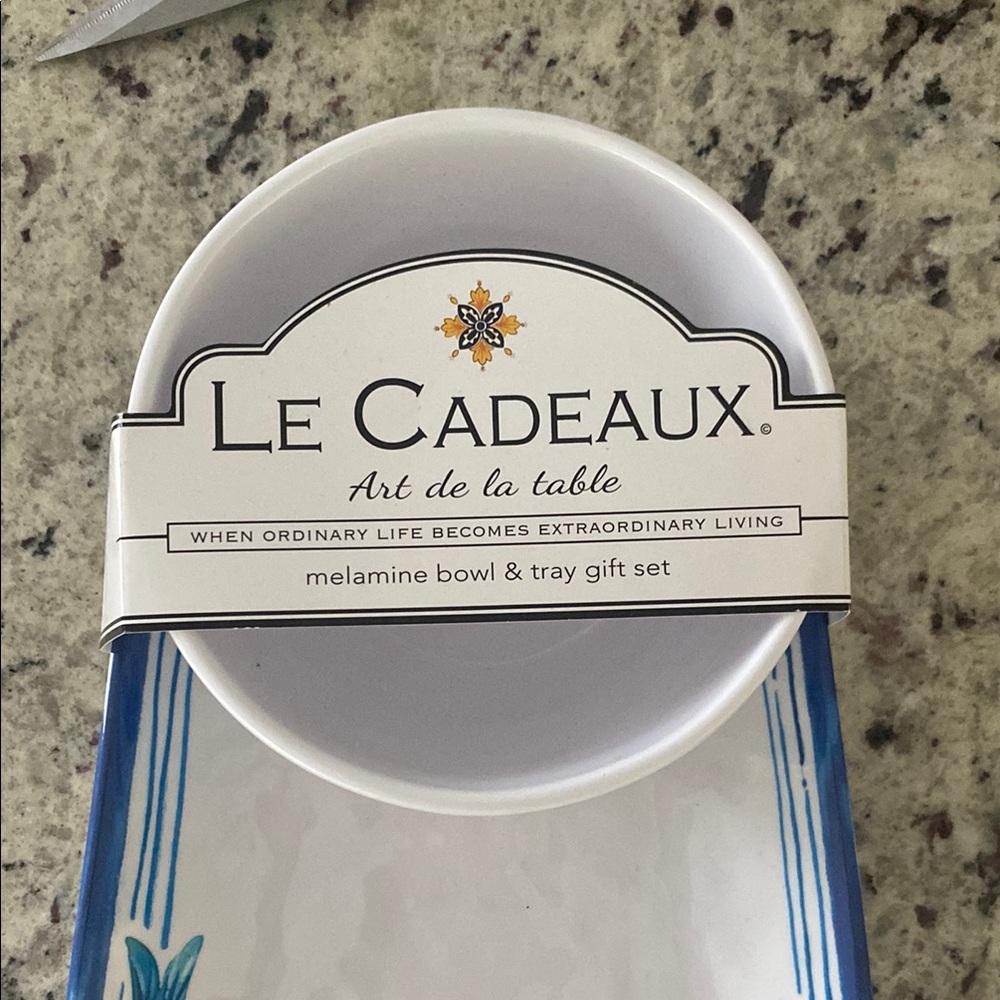Melamine Bowl & Tray santonrini Gift Set - Blue and White sardine pattern